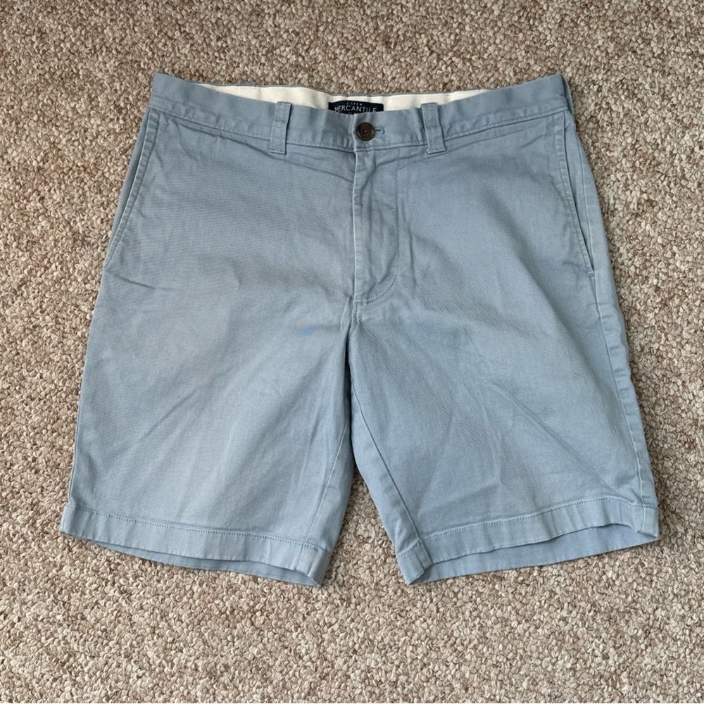 J.Crew Men's Light Blue Flat Front Mercantile Flex Chino Shorts 32